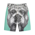 English Bulldog With Glasses Print Cotton Shorts