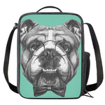 English Bulldog With Glasses Print Crossbody Lunch Bag