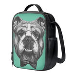 English Bulldog With Glasses Print Crossbody Lunch Bag