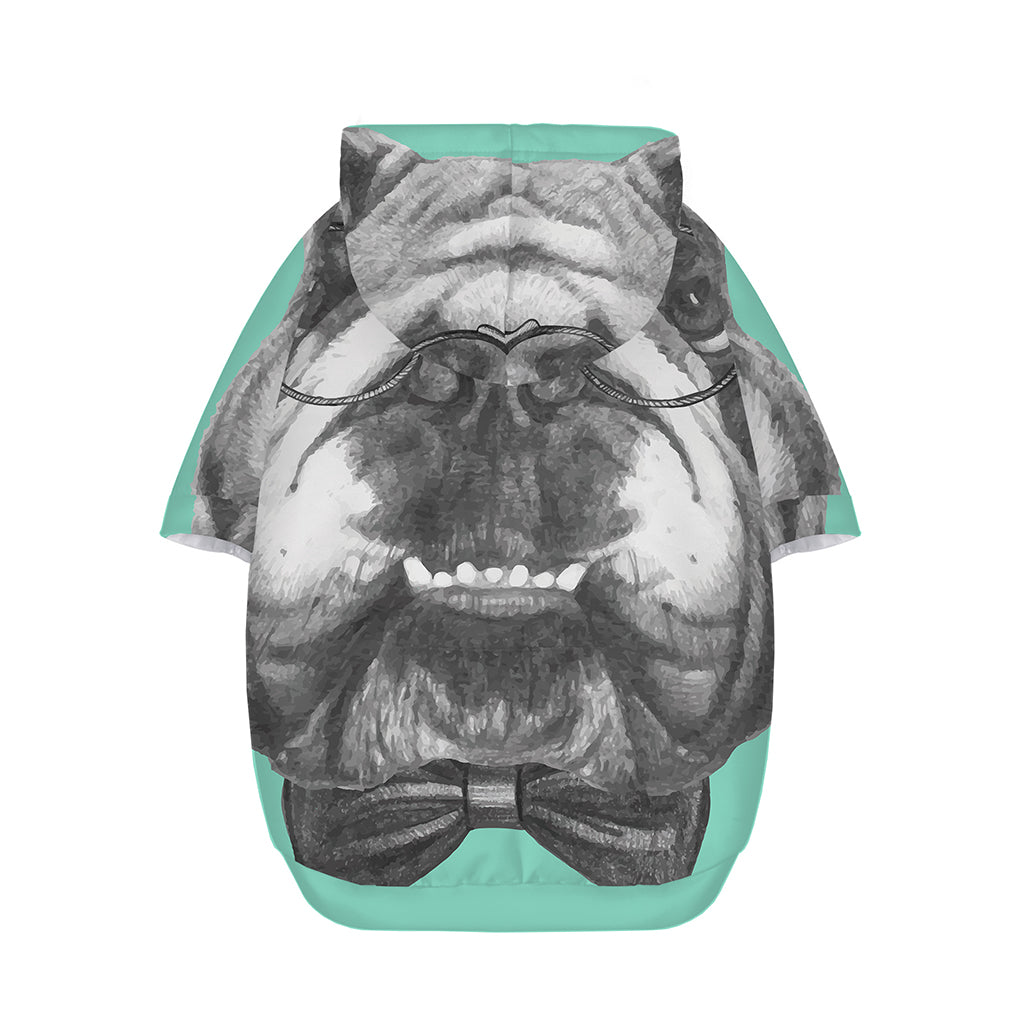English Bulldog With Glasses Print Dog Zip Up Hoodie