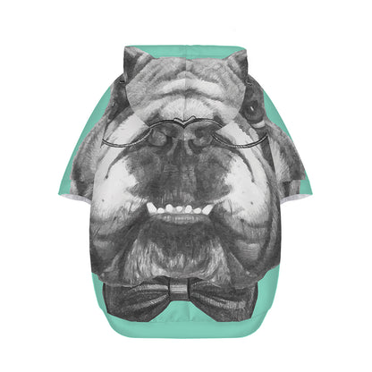 English Bulldog With Glasses Print Dog Zip Up Hoodie