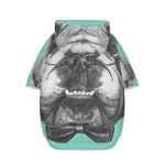 English Bulldog With Glasses Print Dog Zip Up Hoodie