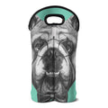 English Bulldog With Glasses Print Double Neoprene Wine Tote