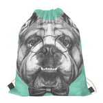 English Bulldog With Glasses Print Drawstring Bag