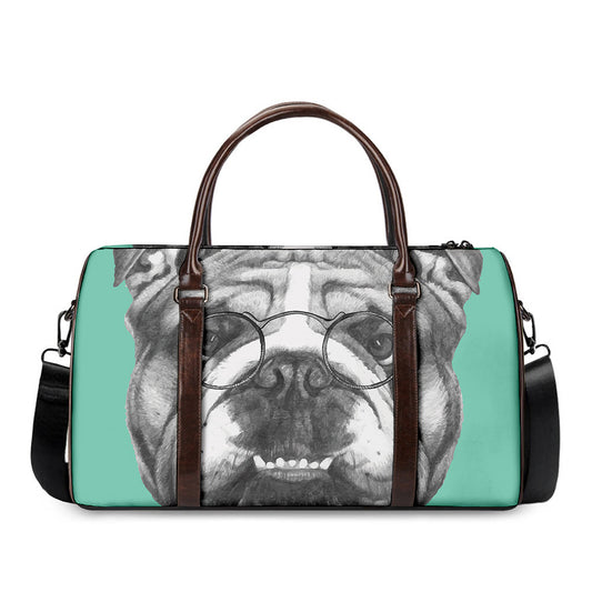 English Bulldog With Glasses Print Duffle Bag