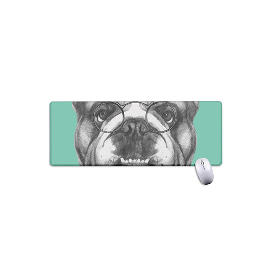 English Bulldog With Glasses Print Extended Mouse Pad