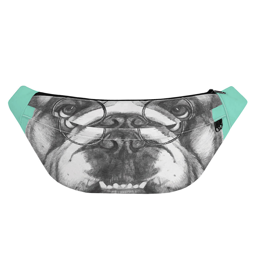 English Bulldog With Glasses Print Fanny Pack
