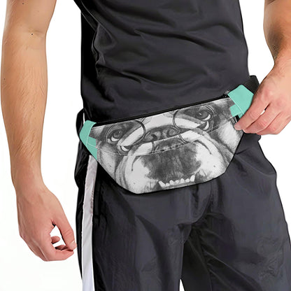 English Bulldog With Glasses Print Fanny Pack
