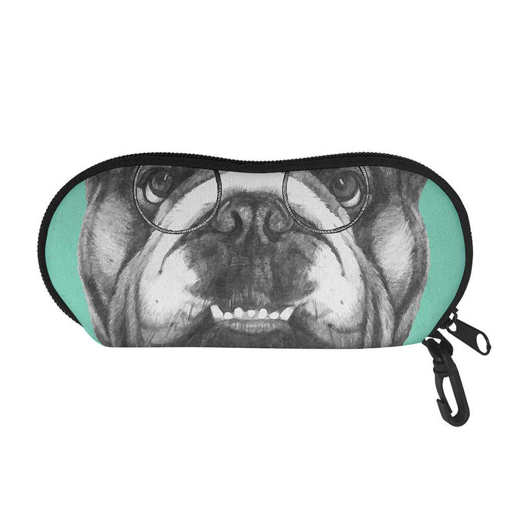 English Bulldog With Glasses Print Glasses Case