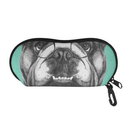 English Bulldog With Glasses Print Glasses Case