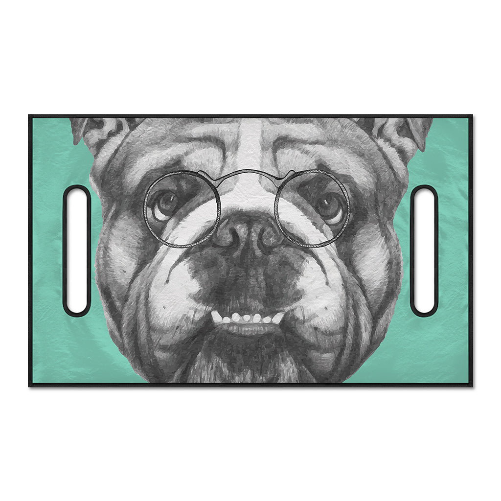 English Bulldog With Glasses Print Golf Cart Seat Cover
