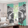 English Bulldog With Glasses Print Grommet Curtains