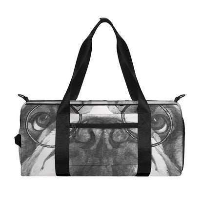 English Bulldog With Glasses Print Gym Bag
