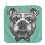 English Bulldog With Glasses Print Hand Towel