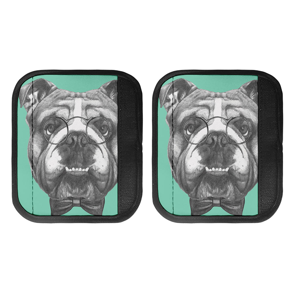 English Bulldog With Glasses Print Handle Covers