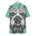 English Bulldog With Glasses Print Hawaiian Shirt