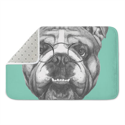 English Bulldog With Glasses Print Indoor Door Mat