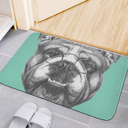 English Bulldog With Glasses Print Indoor Door Mat