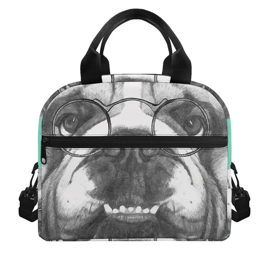 English Bulldog With Glasses Print Insulated Lunch Bag