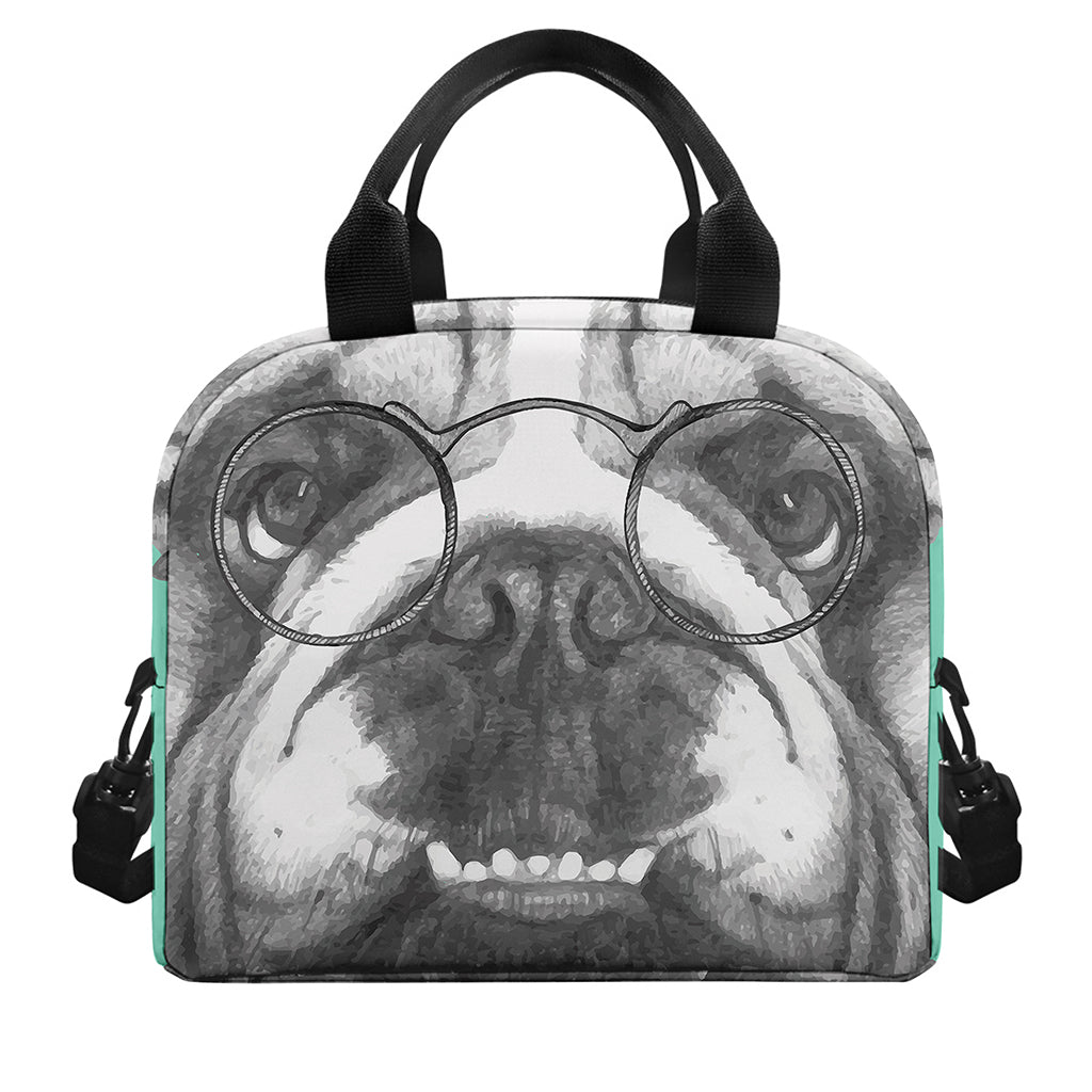 English Bulldog With Glasses Print Insulated Lunch Bag