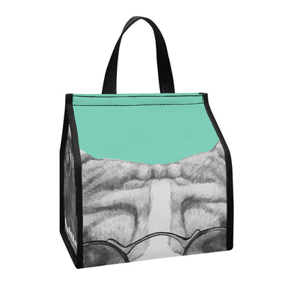 English Bulldog With Glasses Print Insulated Lunch Tote