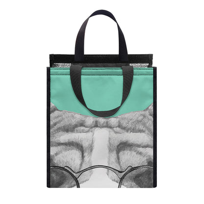 English Bulldog With Glasses Print Insulated Lunch Tote