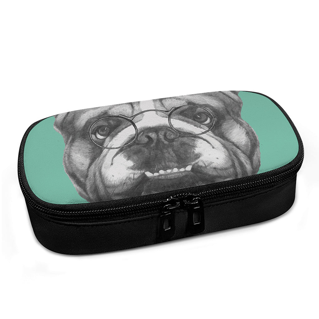 English Bulldog With Glasses Print Insulin Cooler Travel Case
