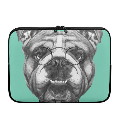 English Bulldog With Glasses Print Laptop Sleeve