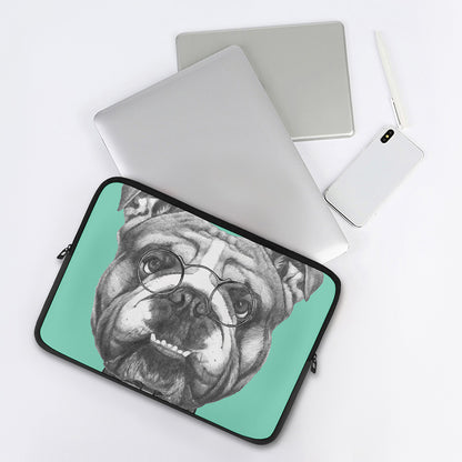 English Bulldog With Glasses Print Laptop Sleeve