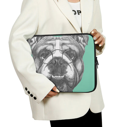 English Bulldog With Glasses Print Laptop Sleeve
