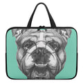 English Bulldog With Glasses Print Laptop Sleeve With Handle