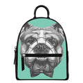 English Bulldog With Glasses Print Leather Backpack