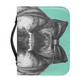 English Bulldog With Glasses Print Leather Bible Cover