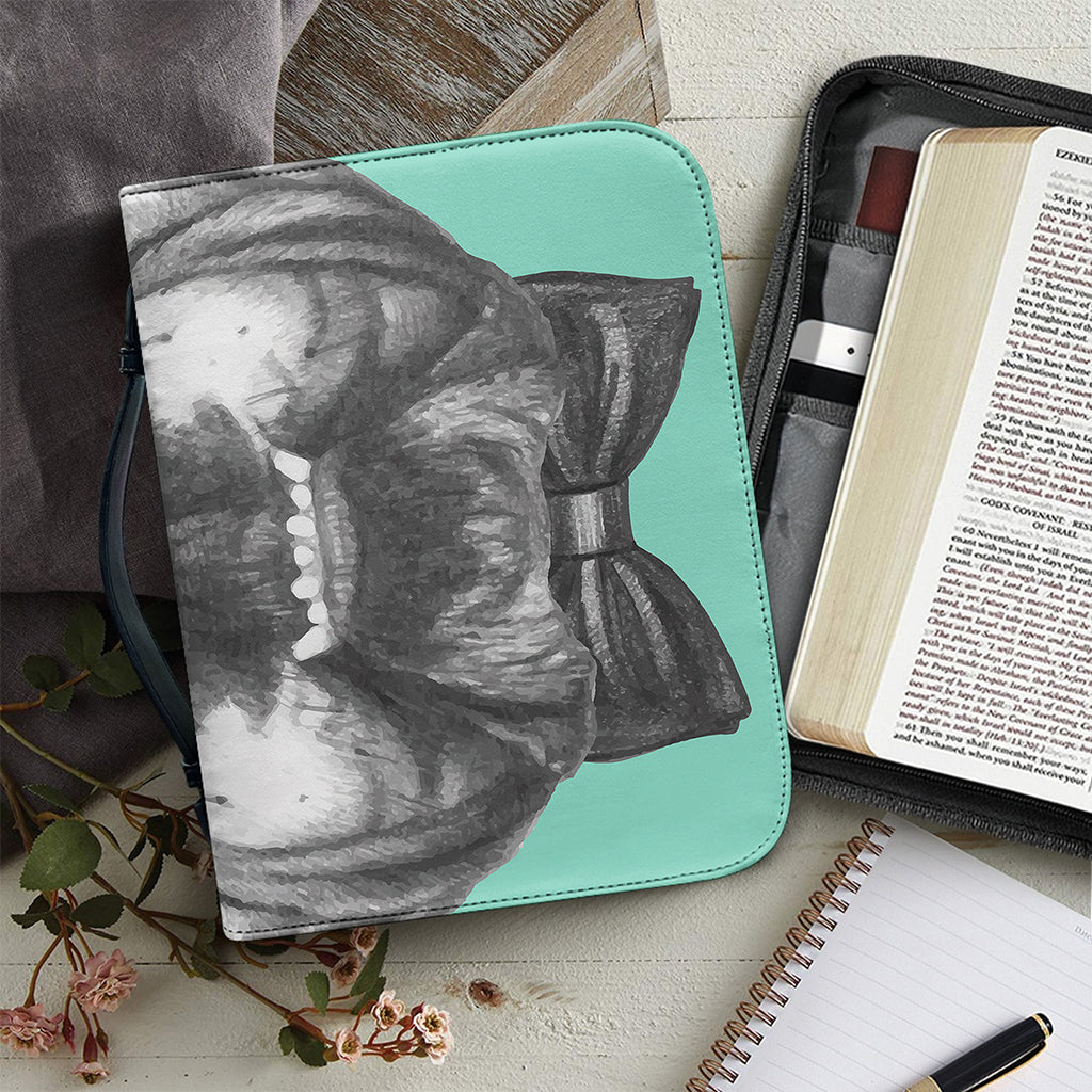 English Bulldog With Glasses Print Leather Bible Cover