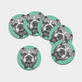 English Bulldog With Glasses Print Leather Coaster Set