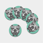 English Bulldog With Glasses Print Leather Coaster Set