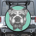 English Bulldog With Glasses Print Leather Spare Tire Cover