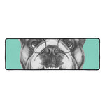 English Bulldog With Glasses Print Long Kitchen Mat