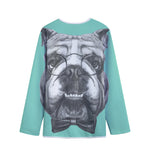 English Bulldog With Glasses Print Long Sleeve Short Coat