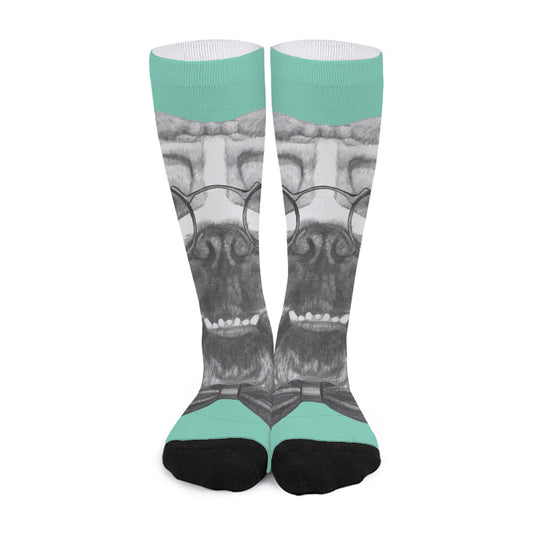 English Bulldog With Glasses Print Long Socks