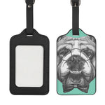 English Bulldog With Glasses Print Luggage Tag