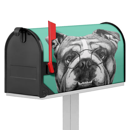 English Bulldog With Glasses Print Mailbox Cover