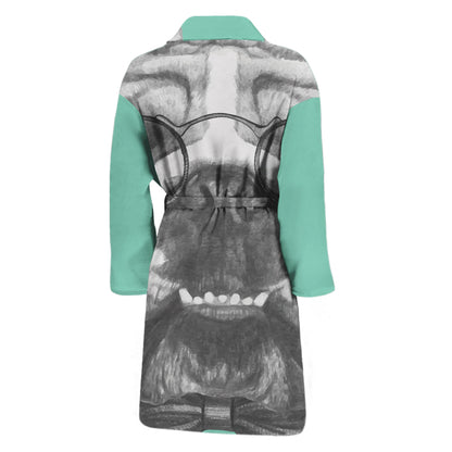 English Bulldog With Glasses Print Men's Bathrobe