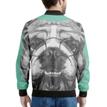 English Bulldog With Glasses Print Men's Bomber Jacket