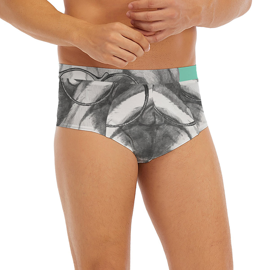English Bulldog With Glasses Print Men's Briefs