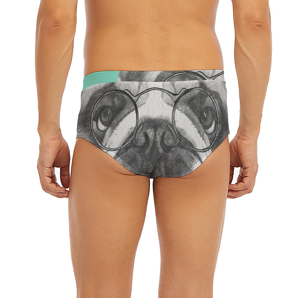 English Bulldog With Glasses Print Men's Briefs