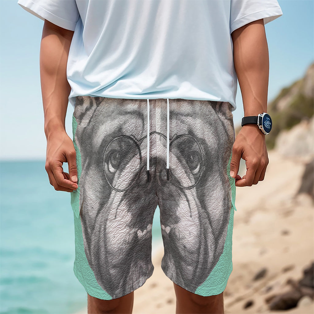 English Bulldog With Glasses Print Men's Cargo Shorts