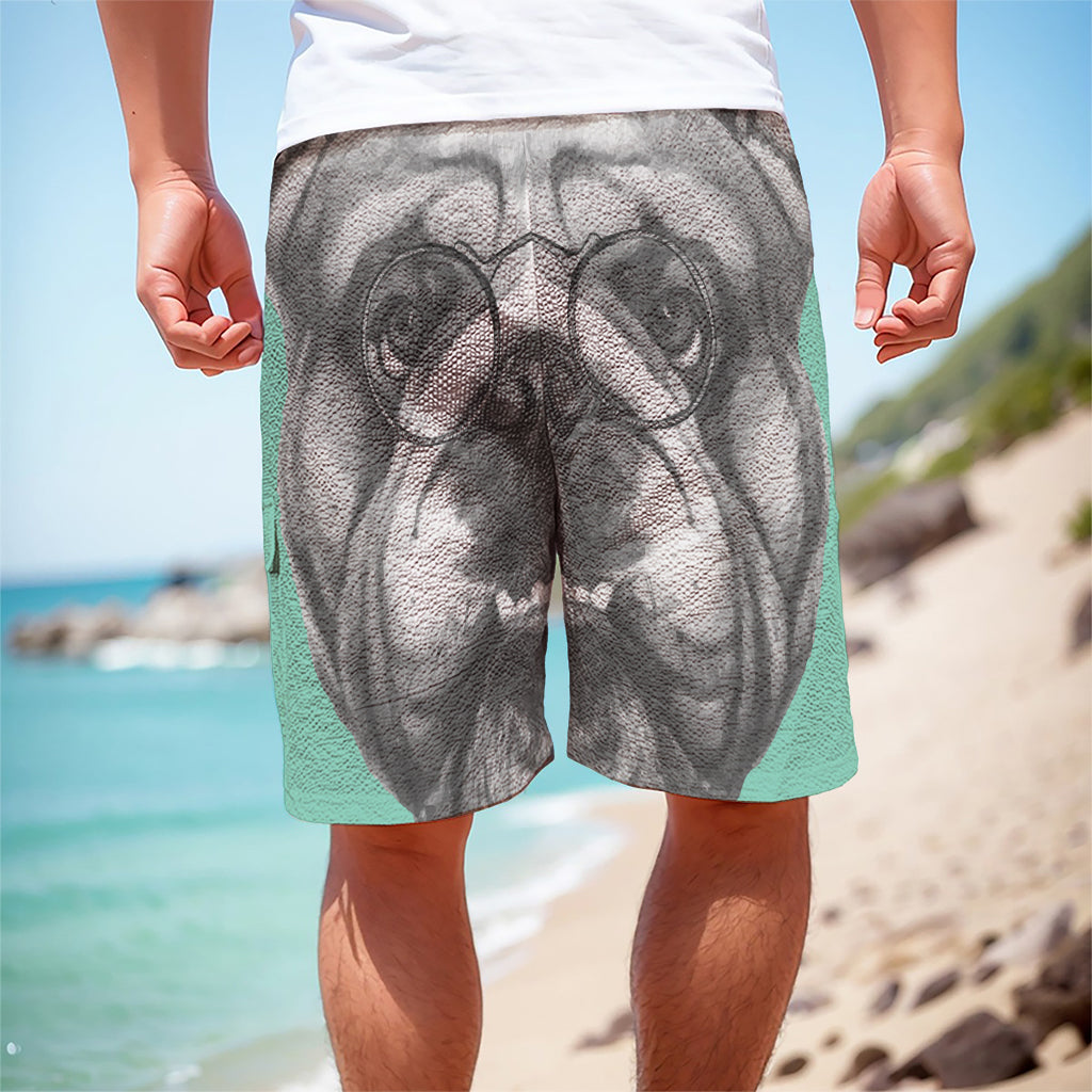 English Bulldog With Glasses Print Men's Cargo Shorts