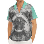 English Bulldog With Glasses Print Men's Deep V-Neck Shirt