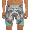 English Bulldog With Glasses Print Men's Long Boxer Briefs
